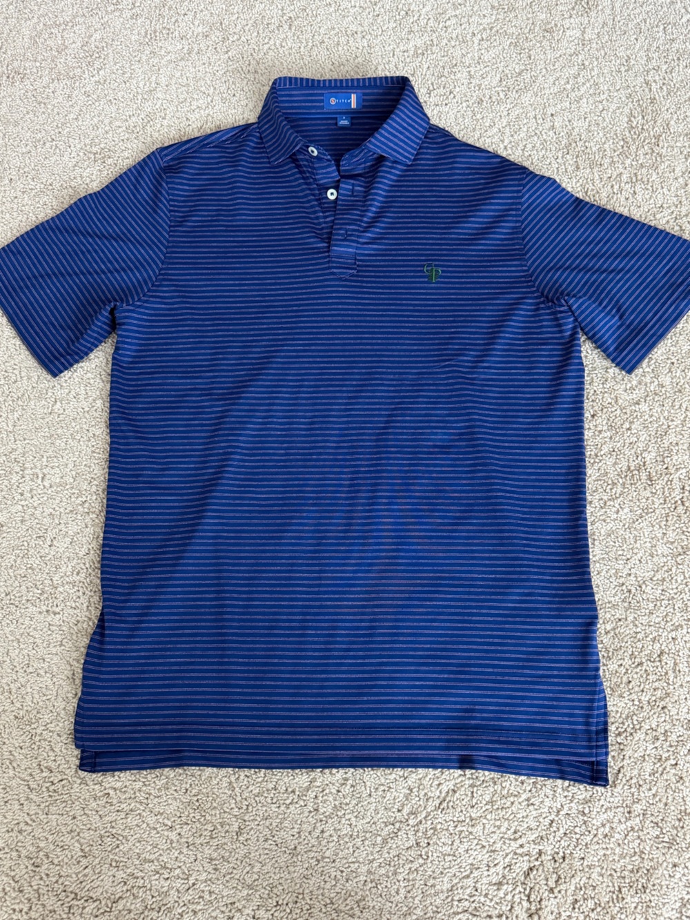 Stitch Calusa Pines Golf Blue Striped Performance Polo Shirt Mens Small